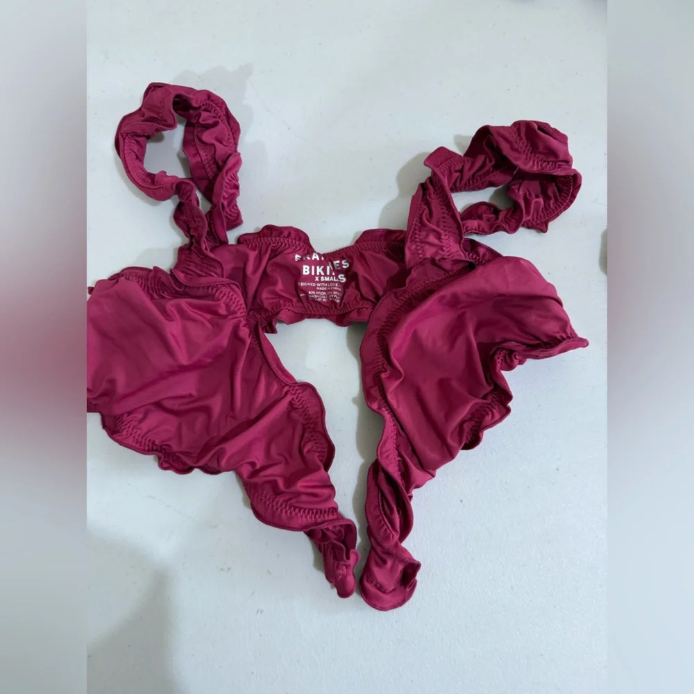 Frankie's Bikinis Berry Ruffle Bikini Top